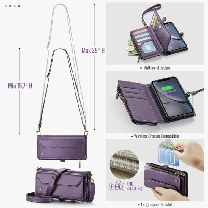 Caseme - CASEME C36 Läderfodral för iPhone XR med kortfack - Lila