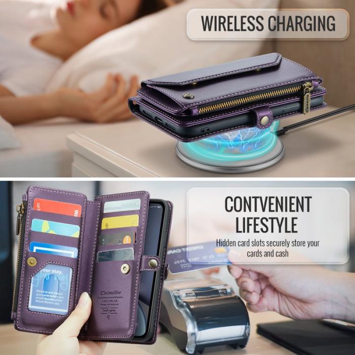 Caseme - CASEME C36 Läderfodral för iPhone XR med kortfack - Lila