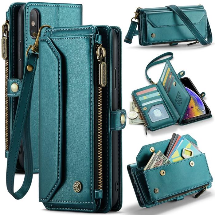 Caseme - CASEME C36 Läderfodral för iPhone XS Max med kortfack - Grön