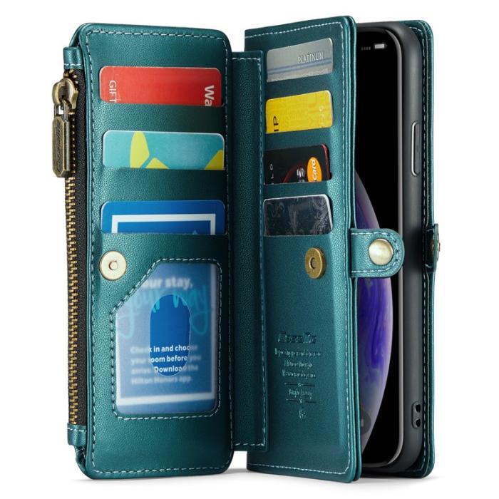 Caseme - CASEME C36 Läderfodral för iPhone XS Max med kortfack - Grön