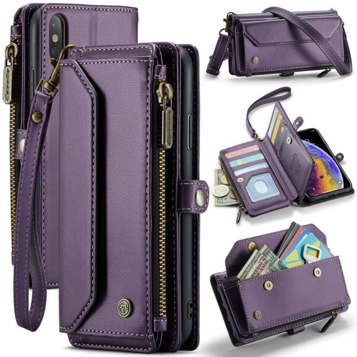 Caseme - CASEME C36 Läderfodral för iPhone XS Max med kortfack - Lila