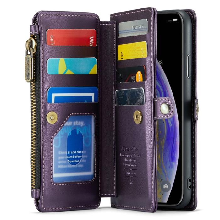 Caseme - CASEME C36 Läderfodral för iPhone XS Max med kortfack - Lila