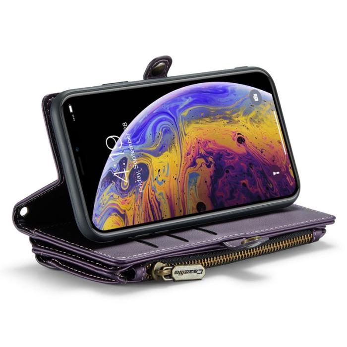 Caseme - CASEME C36 Läderfodral för iPhone XS Max med kortfack - Lila