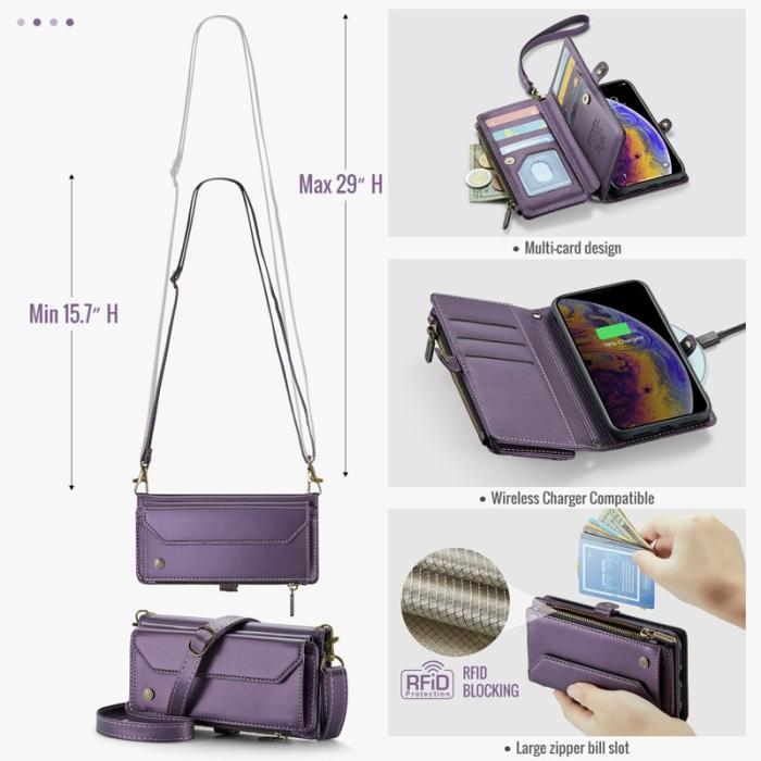Caseme - CASEME C36 Läderfodral för iPhone XS Max med kortfack - Lila