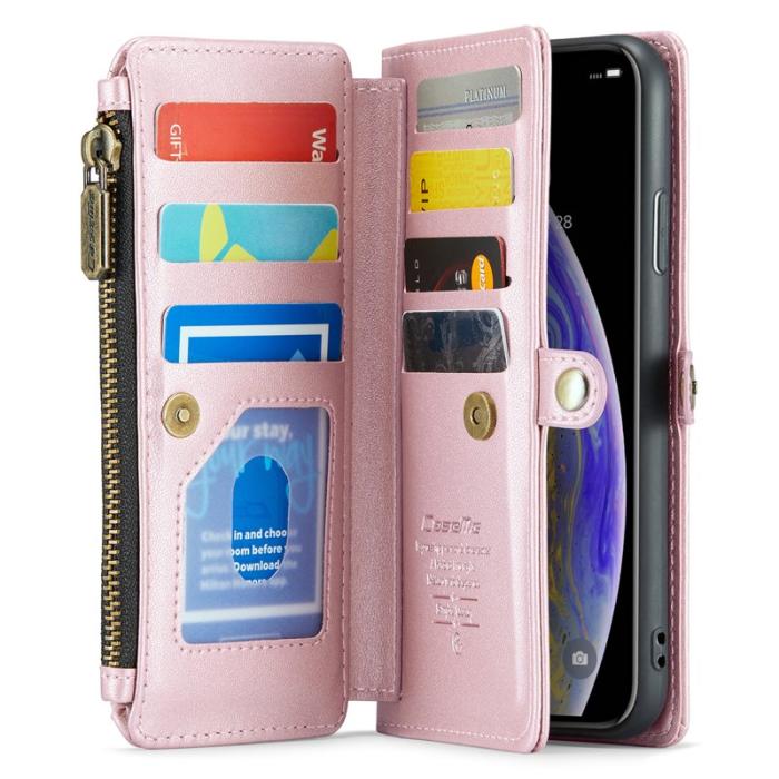 Caseme - CASEME C36 Läderfodral för iPhone XS Max med kortfack - Rosa