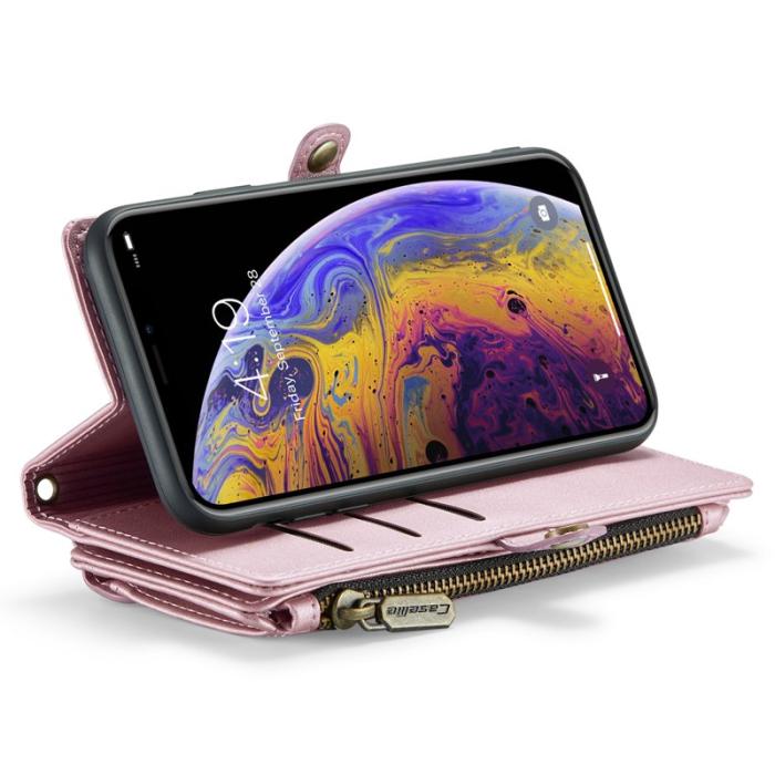 Caseme - CASEME C36 Läderfodral för iPhone XS Max med kortfack - Rosa