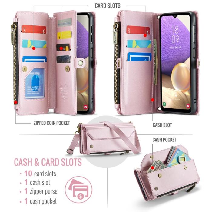 Caseme - CASEME C36 Läderfodral för Samsung Galaxy A32/M32 5G - Rosa