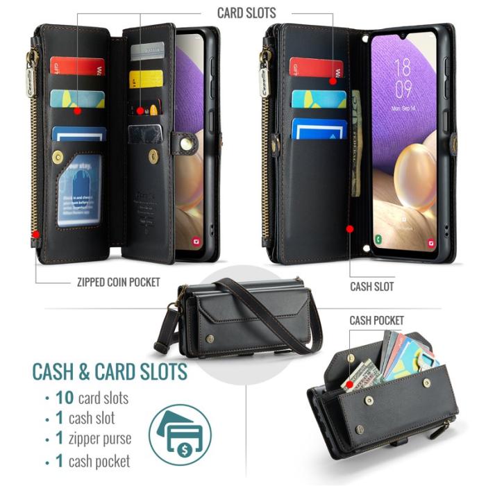 Caseme - CASEME C36 Läderfodral för Samsung Galaxy A32/M32 5G - Svart