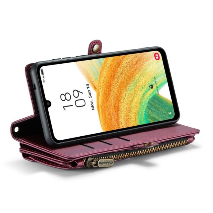 Caseme - CASEME C36 Läderfodral för Samsung Galaxy A33 5G - Vinröd