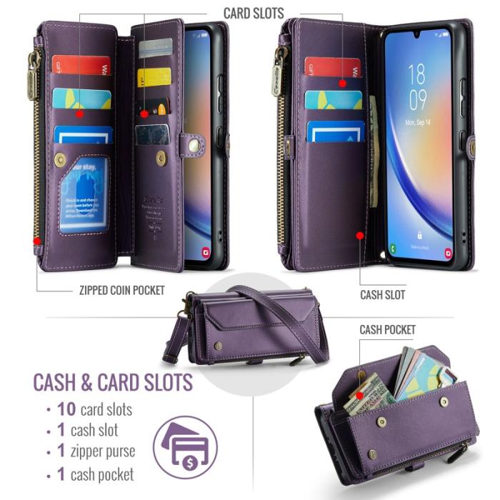 Caseme - CASEME C36 Läderfodral för Samsung Galaxy A34 5G - Lila