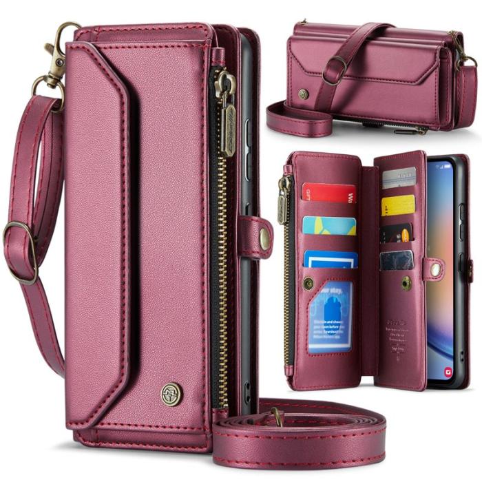 Caseme - CASEME C36 Läderfodral för Samsung Galaxy A34 5G - Vinröd