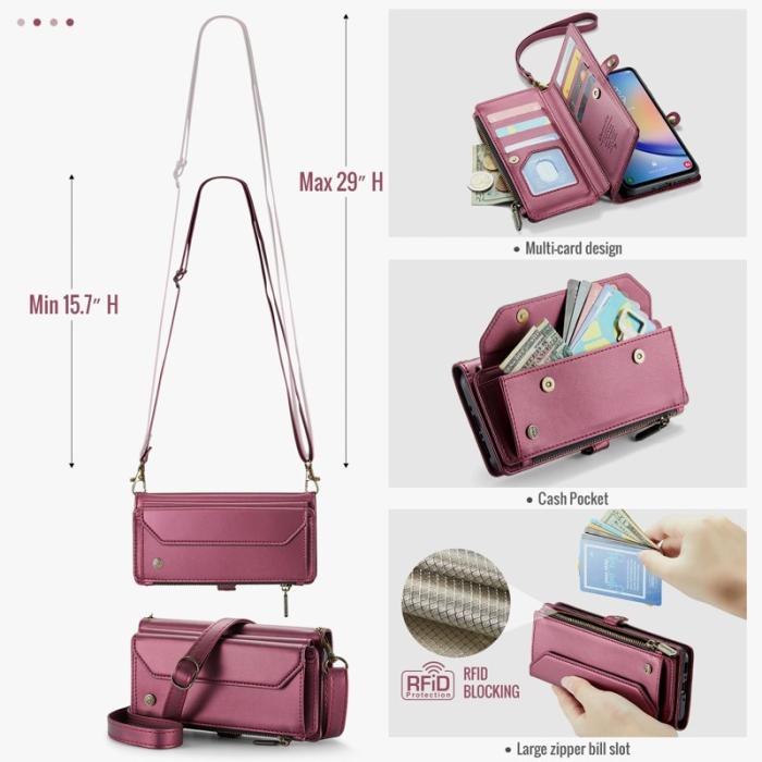 Caseme - CASEME C36 Läderfodral för Samsung Galaxy A34 5G - Vinröd