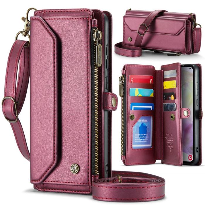 Caseme - CASEME C36 Läderfodral för Samsung Galaxy A35 5G - Vinröd