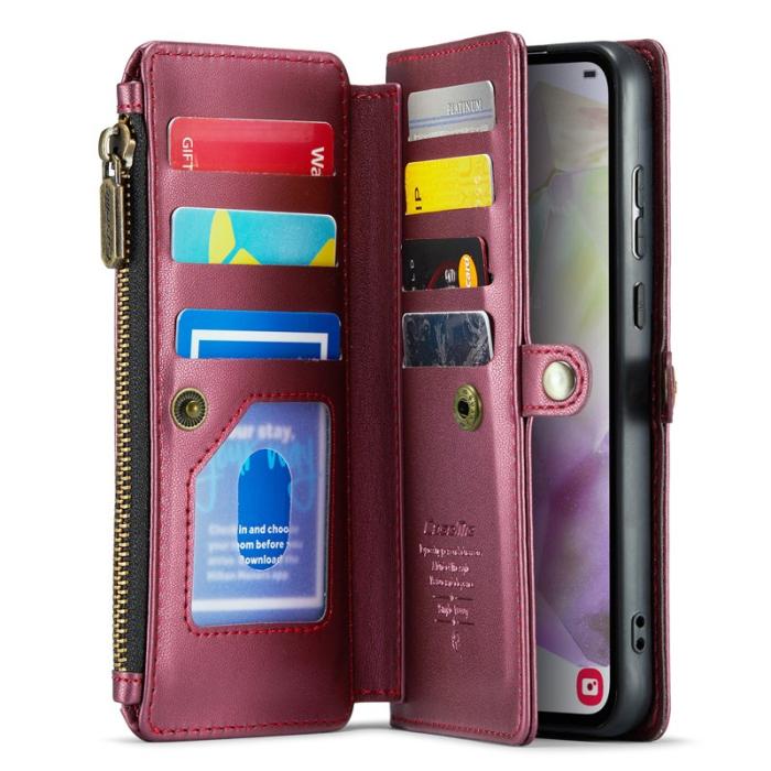 Caseme - CASEME C36 Läderfodral för Samsung Galaxy A35 5G - Vinröd