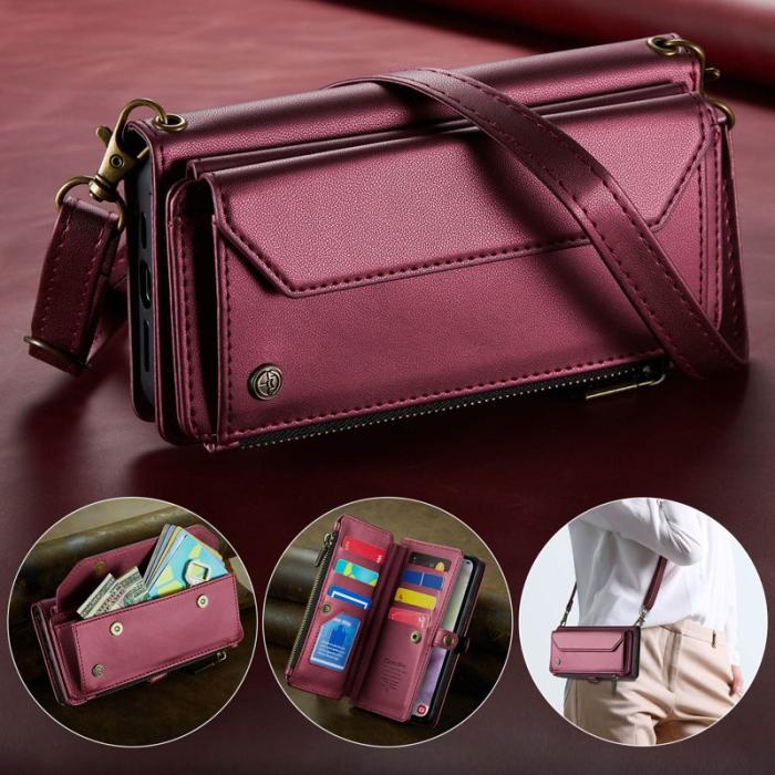 Caseme - CASEME C36 Läderfodral för Samsung Galaxy A35 5G - Vinröd