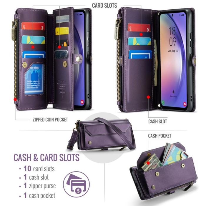 Caseme - CASEME C36 Läderfodral för Samsung Galaxy A54 5G - Lila