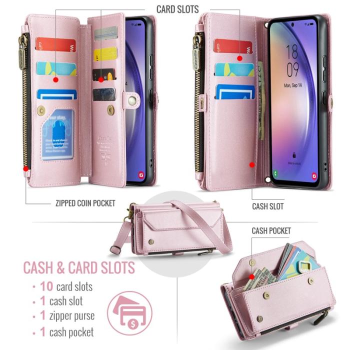 Caseme - CASEME C36 Läderfodral för Samsung Galaxy A54 5G - Rosa