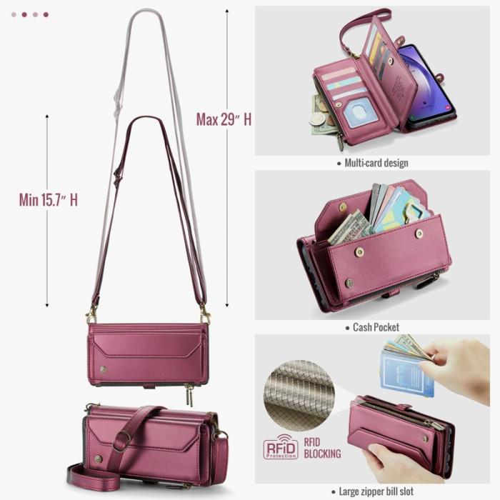 Caseme - CASEME C36 Läderfodral för Samsung Galaxy A54 5G - Vinröd