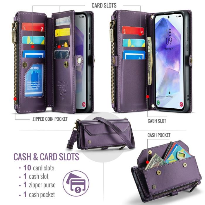 Caseme - CASEME Plånboksfodral Konstläder för Samsung Galaxy A55 5G - Lila
