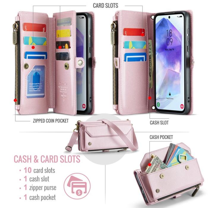 Caseme - CASEME C36 Läderfodral för Samsung Galaxy A55 5G - Rosa