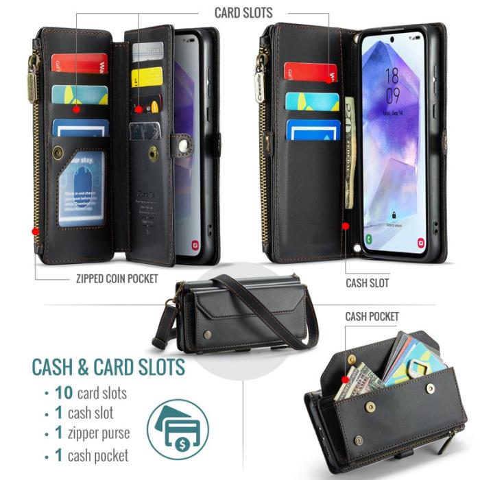 Caseme - CASEME C36 Läderfodral för Samsung Galaxy A55 5G - Svart