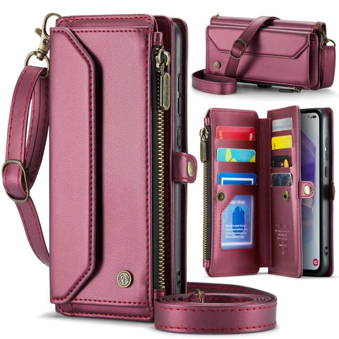 Caseme - CASEME C36 Läderfodral för Samsung Galaxy A55 5G - Vinröd