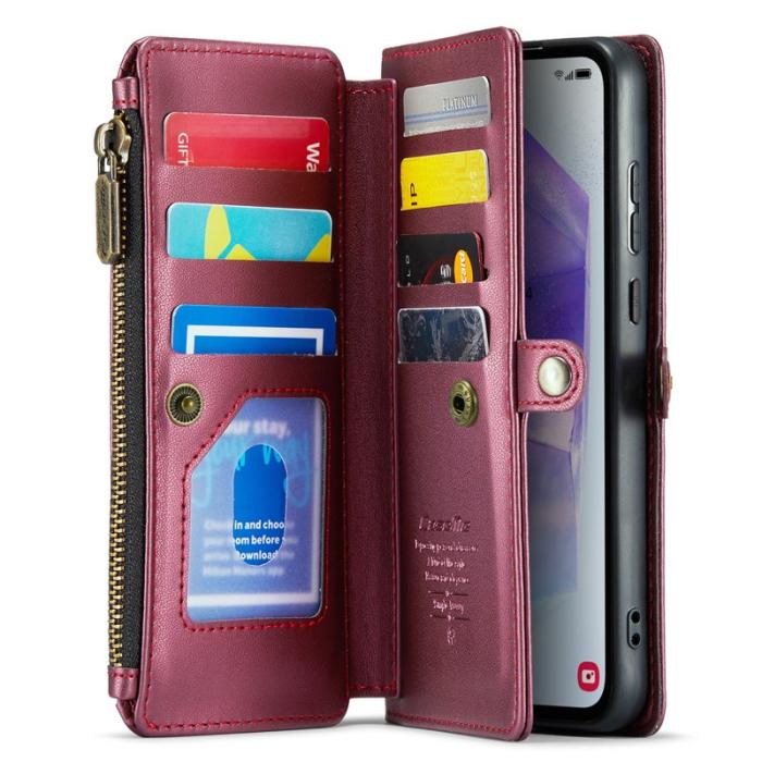 Caseme - CASEME C36 Läderfodral för Samsung Galaxy A55 5G - Vinröd
