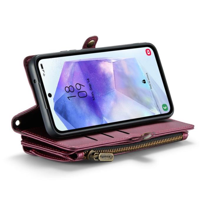 Caseme - CASEME C36 Läderfodral för Samsung Galaxy A55 5G - Vinröd