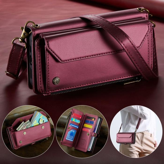 Caseme - CASEME C36 Läderfodral för Samsung Galaxy A55 5G - Vinröd