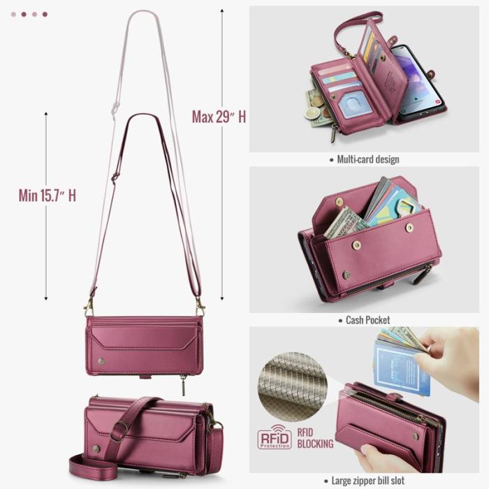 Caseme - CASEME C36 Läderfodral för Samsung Galaxy A55 5G - Vinröd