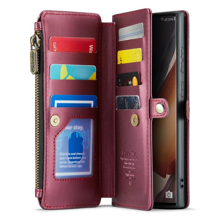 Caseme - CASEME C36 Läderfodral för Samsung Galaxy Note20 Ultra - Vinröd