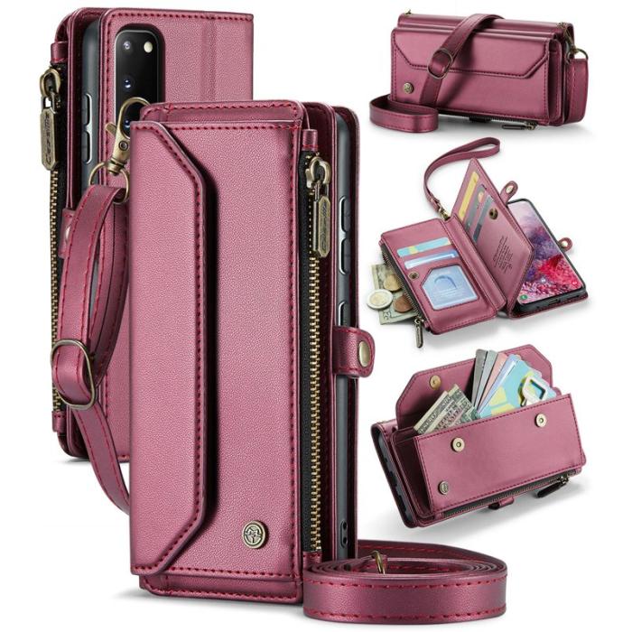 Caseme - CASEME C36 Läderfodral för Samsung Galaxy S20 4G/5G - Vinröd