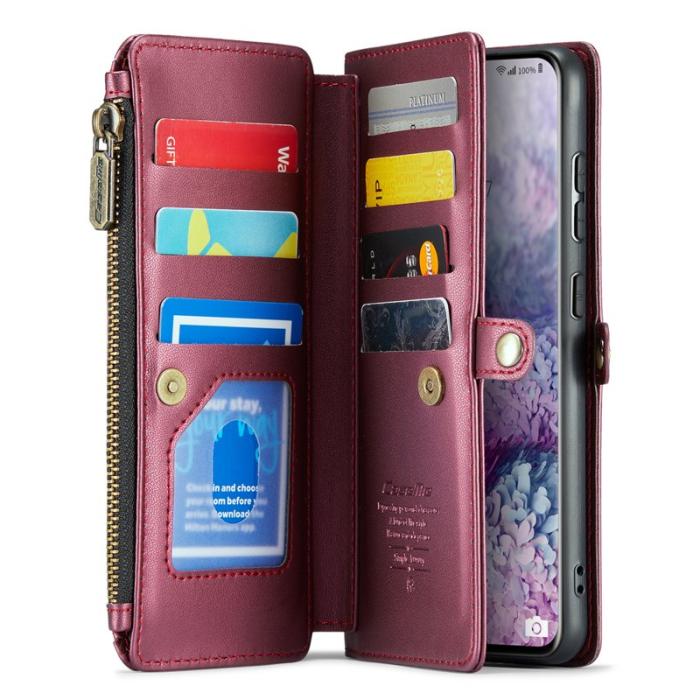Caseme - CASEME C36 Läderfodral för Samsung Galaxy S20 Plus - Vinröd