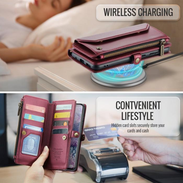 Caseme - CASEME C36 Läderfodral för Samsung Galaxy S20 Plus - Vinröd