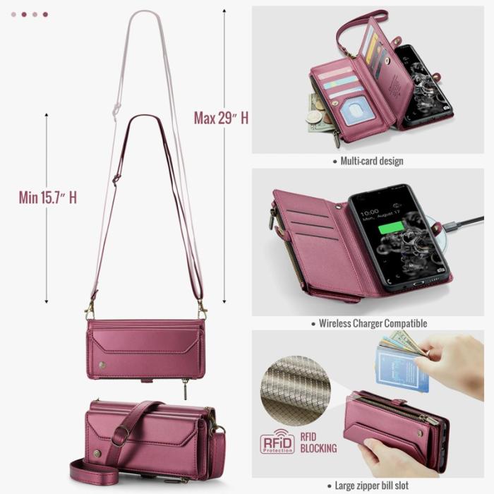 Caseme - CASEME C36 Läderfodral för Samsung Galaxy S20 Ultra - Vinröd