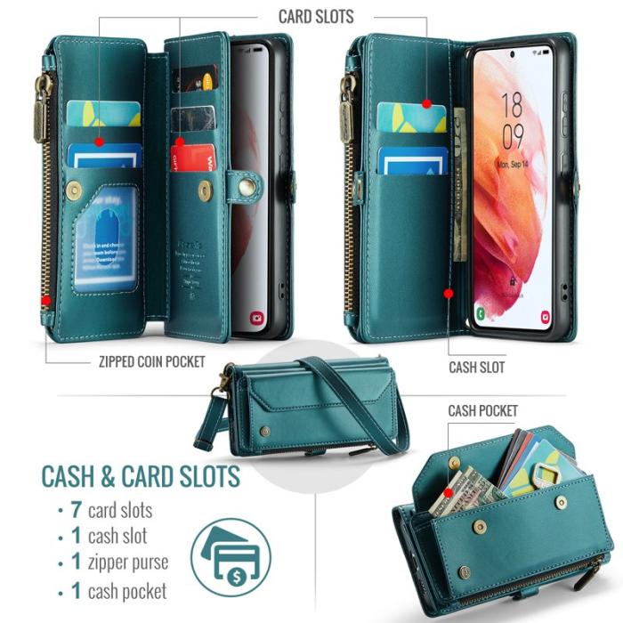 Caseme - CASEME C36 Läderfodral för Samsung Galaxy S21 5G - Grön
