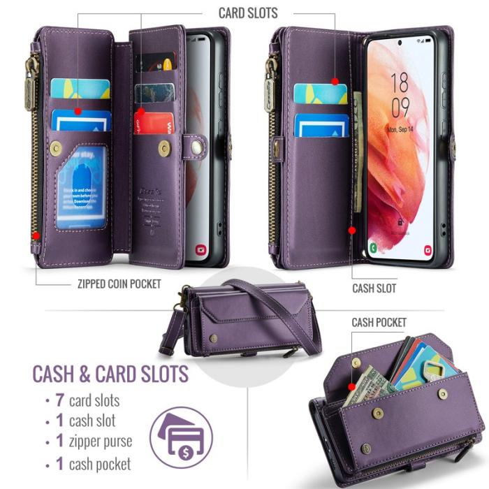 Caseme - CASEME C36 Läderfodral för Samsung Galaxy S21 5G - Lila