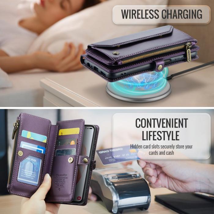 Caseme - CASEME C36 Läderfodral för Samsung Galaxy S21 5G - Lila