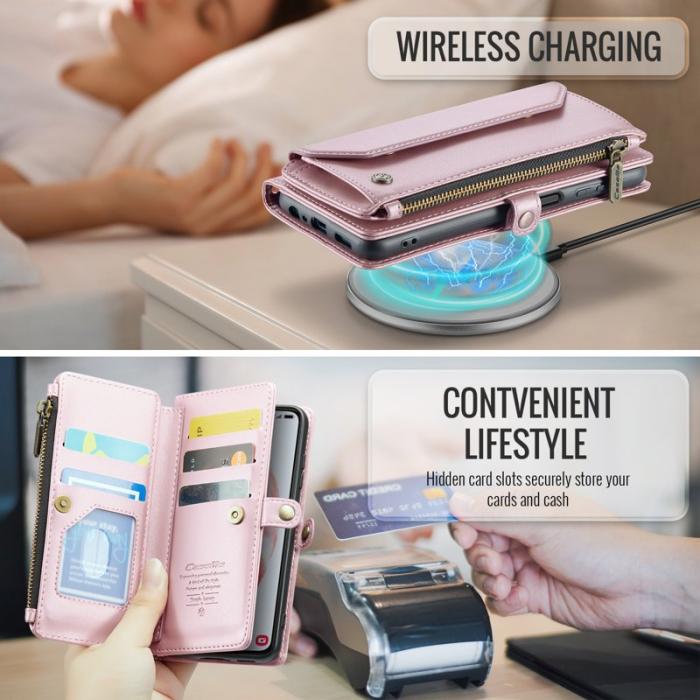 Caseme - CASEME C36 Läderfodral för Samsung Galaxy S21 5G - Rosa