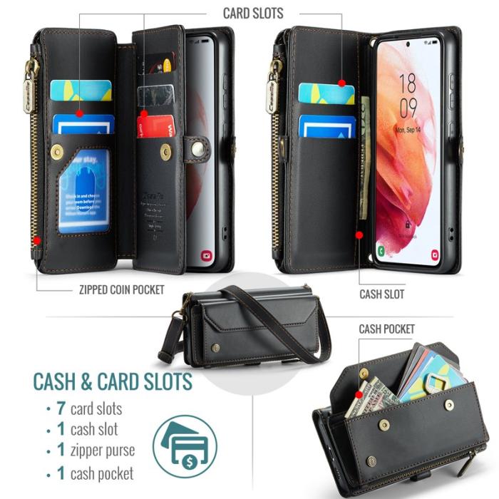 Caseme - CASEME C36 Läderfodral för Samsung Galaxy S21 5G - Svart