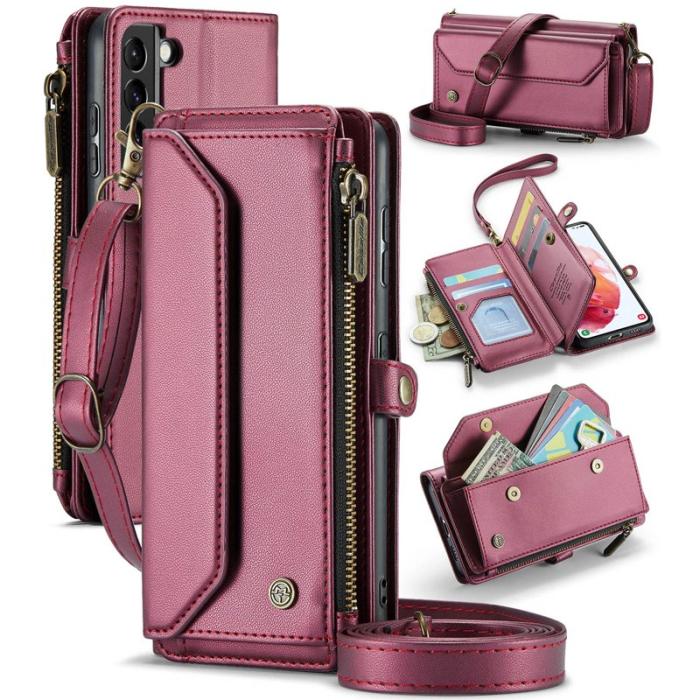 Caseme - CASEME C36 Läderfodral för Samsung Galaxy S21 5G - Vinröd