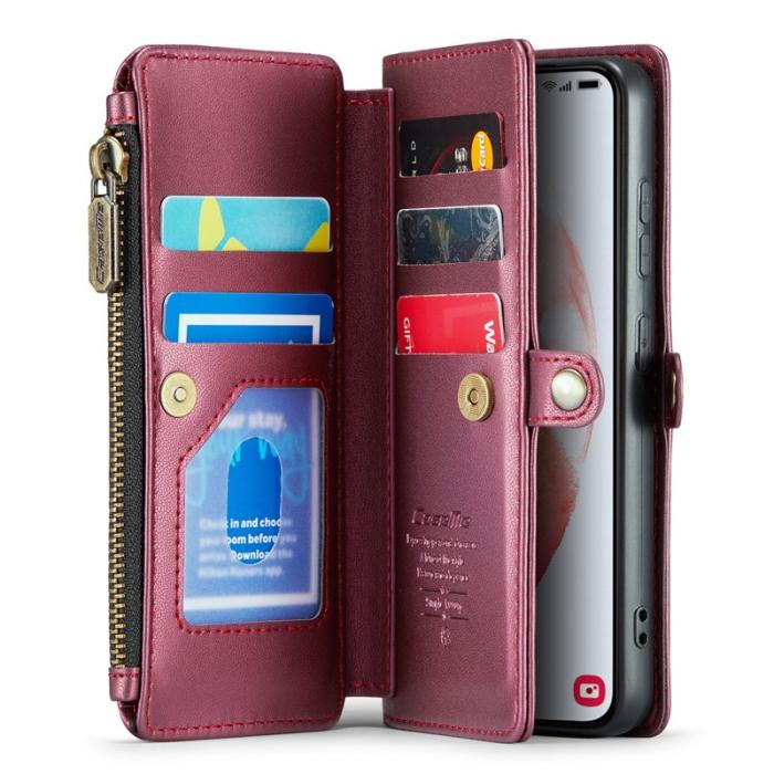 Caseme - CASEME C36 Läderfodral för Samsung Galaxy S21 5G - Vinröd
