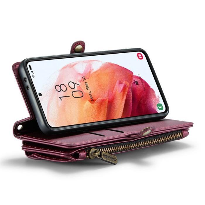 Caseme - CASEME C36 Läderfodral för Samsung Galaxy S21 5G - Vinröd
