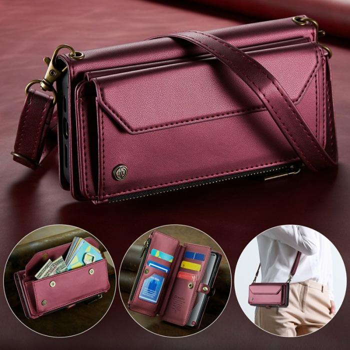 Caseme - CASEME C36 Läderfodral för Samsung Galaxy S21 5G - Vinröd