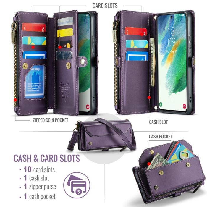 Caseme - CASEME C36 Läderfodral för Samsung Galaxy S21 FE 5G - Lila