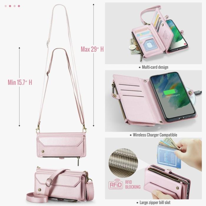 Caseme - CASEME C36 Läderfodral för Samsung Galaxy S21 FE 5G - Rosa