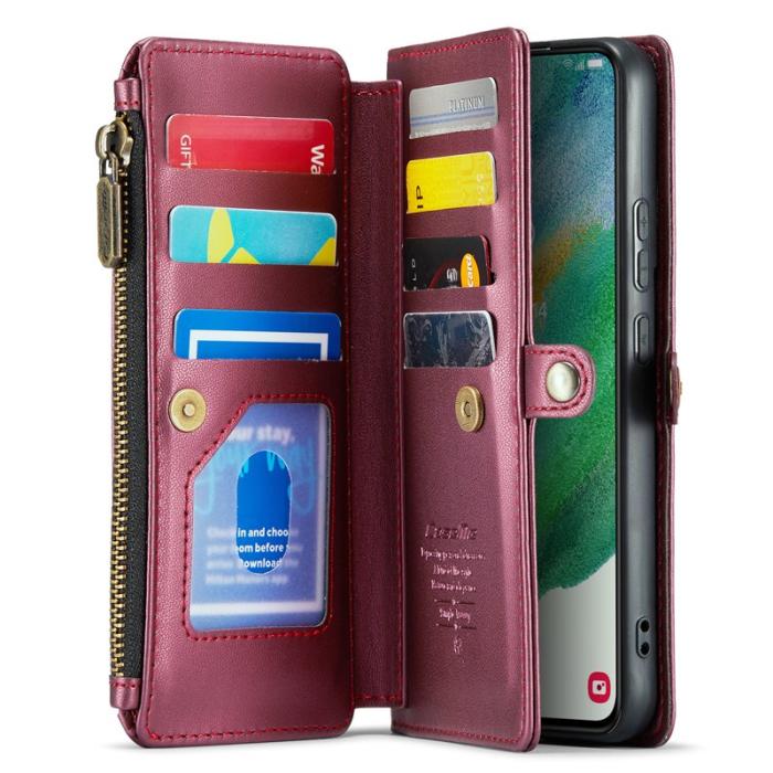 Caseme - CASEME C36 Läderfodral för Samsung Galaxy S21 FE 5G - Vinröd