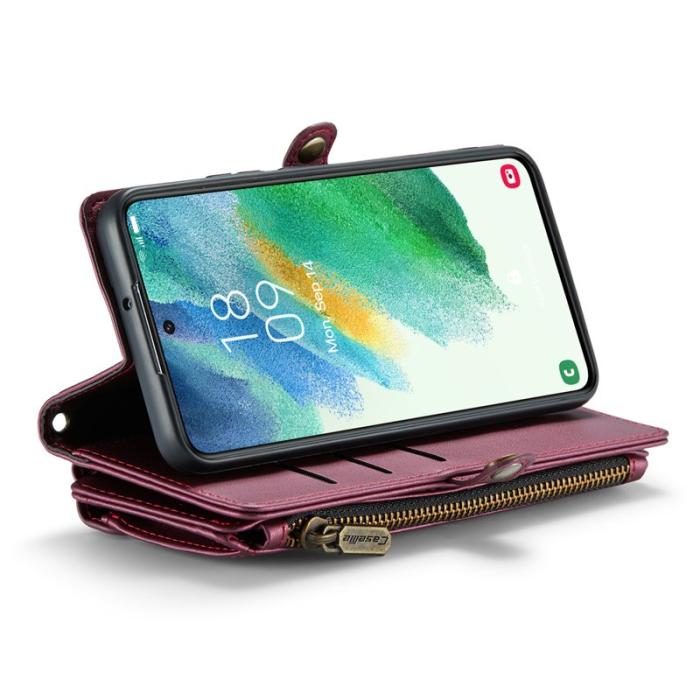 Caseme - CASEME C36 Läderfodral för Samsung Galaxy S21 FE 5G - Vinröd