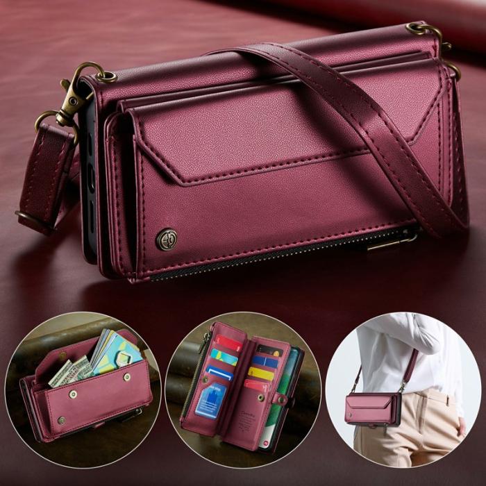 Caseme - CASEME C36 Läderfodral för Samsung Galaxy S21 FE 5G - Vinröd