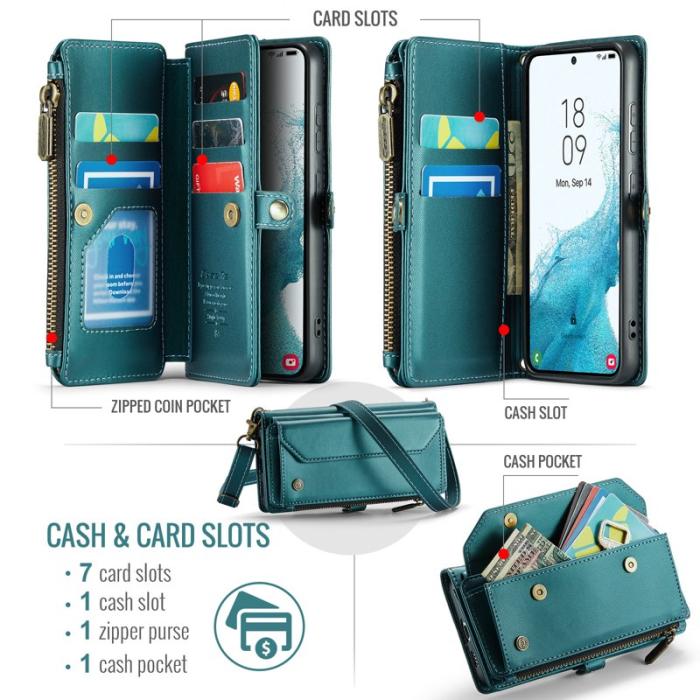 Caseme - CASEME C36 Läderfodral för Samsung Galaxy S22+ 5G - Grön
